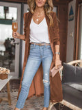 Open Front Long Sleeve Longline Cardigan - Trendsi - Flyclothing LLC