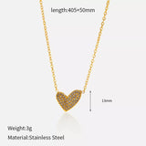 18K Gold-Plated Rhinestone Heart Necklace - Trendsi - Flyclothing LLC