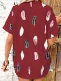 Full Size Printed Collared Neck Short Sleeve Blouse - Trendsi - Flyclothing LLC