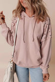 Rivet Drawstring Long Sleeve Hoodie - Trendsi - Flyclothing LLC