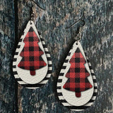 Christmas Tree PU Leather Earrings - Trendsi - Flyclothing LLC