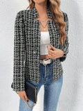 Plaid Open Front Long Sleeve Jacket - Trendsi - Flyclothing LLC