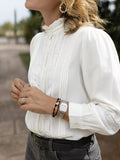 Lace Trim Long Sleeve Shirt - Trendsi - Flyclothing LLC