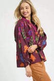 Umgee Floral Print Flounce Sleeve Blouse - Trendsi - Flyclothing LLC