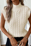 Cable Knit Turtleneck Sweater Vest - Trendsi - Flyclothing LLC
