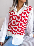 Heart V-Neck Sweater Vest - Trendsi - Flyclothing LLC