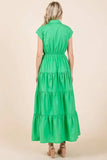 Mittoshop Button Up Collared Tiered Maxi Shirt Dress - Trendsi - Flyclothing LLC