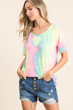 BiBi Tie Dye French Terry Print Top - Trendsi - Flyclothing LLC