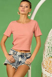 BiBi Rib Knit with Back Cross and Tied Detailed Top - Trendsi - Flyclothing LLC