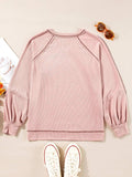 Exposed Seam Ribbed Knit V Neck Top - Trendsi - Flyclothing LLC