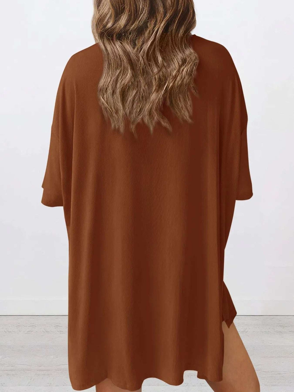 Full Size Oversized Round Neck Top and Shorts Set Plus Size - Trendsi - Flyclothing LLC