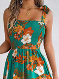 Smocked Floral Tie Shoulder Cami Dress - Trendsi - Flyclothing LLC