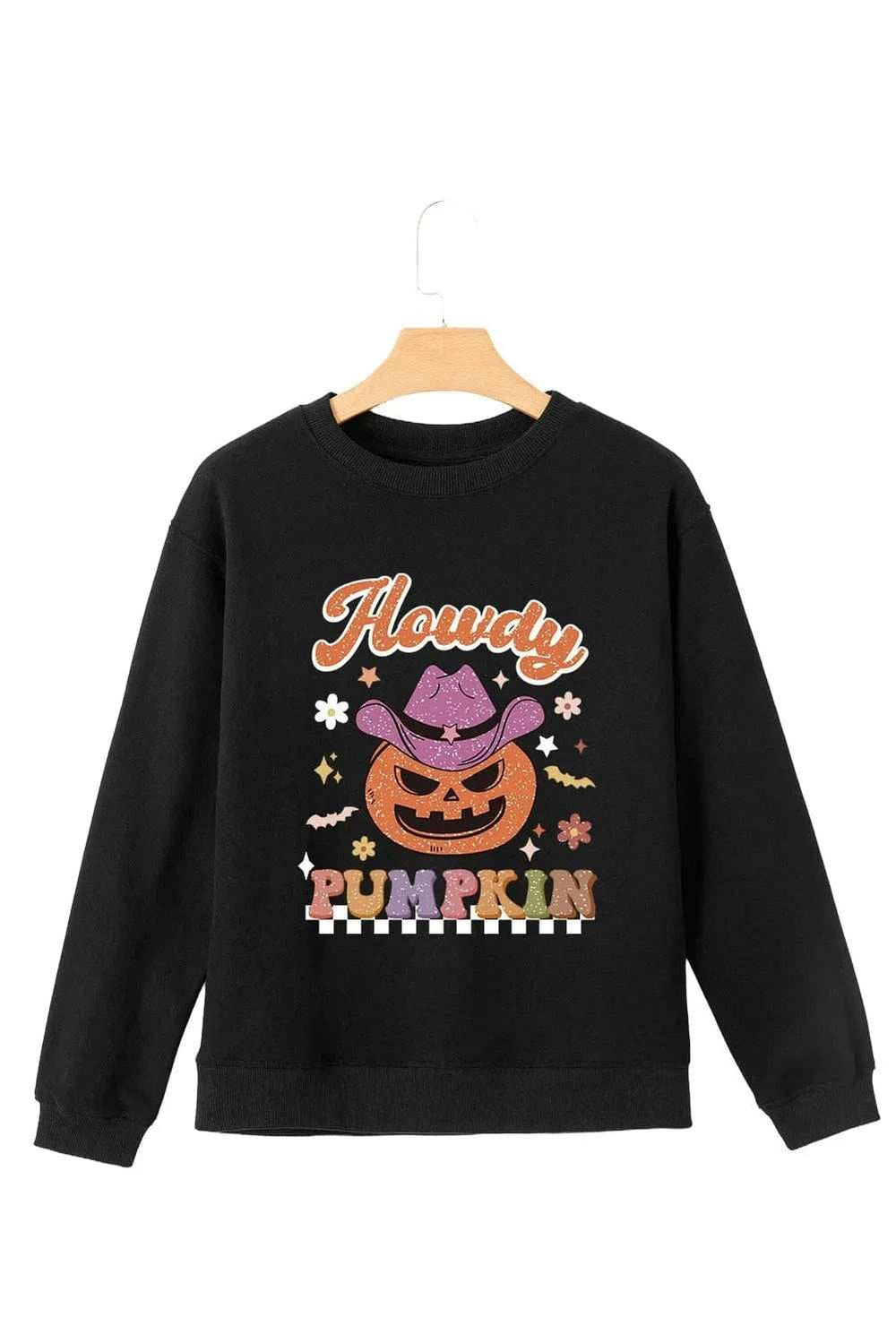 Jack-O'-Lantern Round Neck Long Sleeve Sweatshirt - Trendsi - Flyclothing LLC