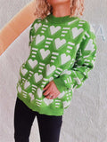 Heart Contrast Long Sleeve Dropped Shoulder Sweater - Trendsi - Flyclothing LLC