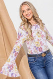 And The Why Floral Printed Bell Sleeve Casual Top - Trendsi - Flyclothing LLC