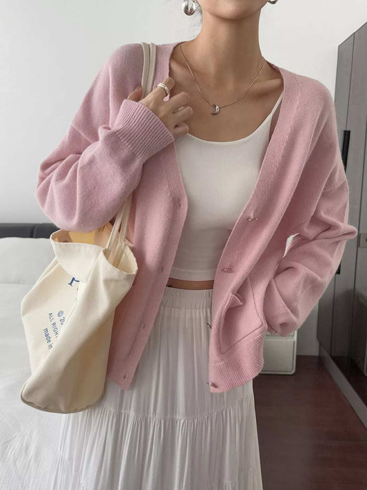 V-Neck Button-Down Cardigan - Trendsi - Flyclothing LLC