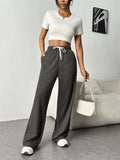 Drawstring Wide Leg Pants with Pockets - Trendsi - Flyclothing LLC