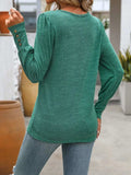 Decorative Button Round Neck Long Sleeve T-Shirt - Trendsi - Flyclothing LLC