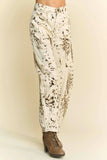 Davi & Dani Abstract Tie Dye Dot Lace Detail Barrel Pants - Trendsi - Flyclothing LLC