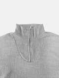 Full Size Quarter Zip Long Sleeve Top - Trendsi - Flyclothing LLC