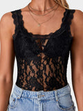 Lace Scoop Neck Tank - Trendsi - Flyclothing LLC