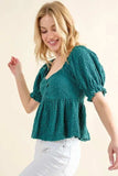 And The Why Lovely Textured and Smocked Top - Trendsi - Flyclothing LLC