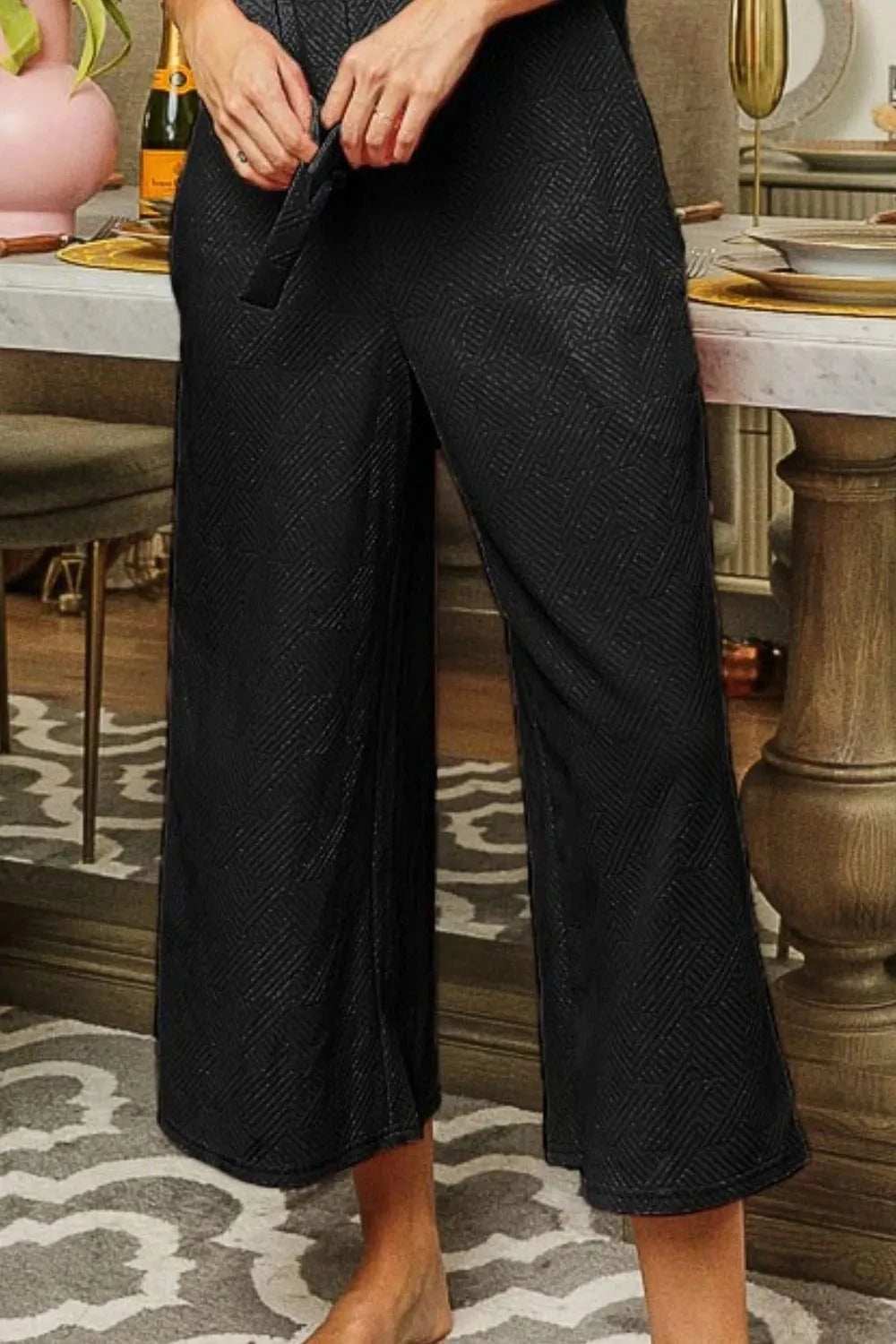 BiBi Textured Jacquard Jumpsuit with Side Pockets - Trendsi - Flyclothing LLC