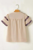 Leopard Frill Short Sleeve Blouse - Trendsi - Flyclothing LLC
