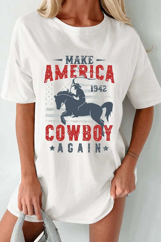 Cowboy Graphic Round Neck Half Sleeve T-Shirt - Trendsi - Flyclothing LLC
