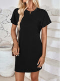 Round Neck Short Sleeve Mini Dress - Trendsi - Flyclothing LLC