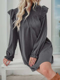 Perfee Ruffled Notched Long Sleeve Mini Dress - Trendsi - Flyclothing LLC