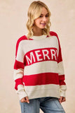 BiBi Christmas Merry Lettering Sweater - Trendsi - Flyclothing LLC