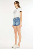 Kancan High Rise Release Hem Denim Shorts - Trendsi - Flyclothing LLC