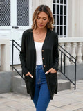 Ribbed Button Down V-Neck Long Sleeve Cardigan - Trendsi - Flyclothing LLC