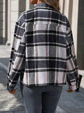 Plaid Button Up Drop Shoulder Jacket - Trendsi - Flyclothing LLC