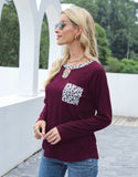 Cutout Leopard Round Neck Long Sleeve T-Shirt - Trendsi - Flyclothing LLC