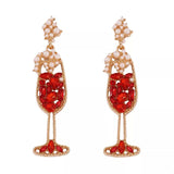 Champagne Glass Rhinestone Dangle Earrings - Trendsi - Flyclothing LLC