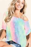 BiBi Tie Dye French Terry Strapped One Shoulder Top - Trendsi - Flyclothing LLC