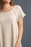 Umgee Full Size Seam Detail Linen Ruffle Fringe Edge Top Plus Size - Trendsi - Flyclothing LLC