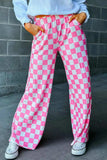 Checkered Wide Leg Pants - Trendsi - Flyclothing LLC