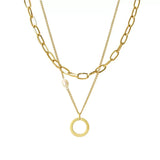 18K Gold-Plated Double Layered Necklace - Trendsi - Flyclothing LLC