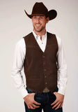 Roper Mens Brown Suede Leather Vest With Buckle Tie - Roper - Flyclothing LLC