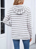Striped Dropped Shoulder Hoodie - Trendsi - Flyclothing LLC
