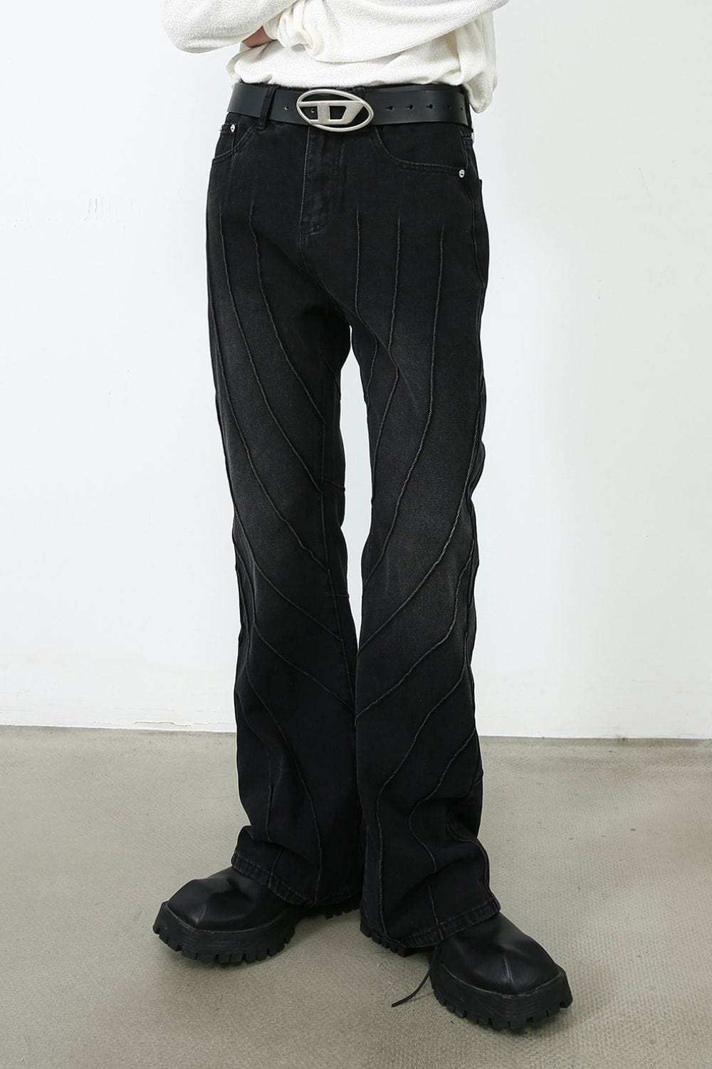 Men's Exposed Seam Jeans with Pockets - Trendsi - Flyclothing LLC