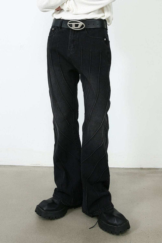 Men's Exposed Seam Jeans with Pockets - Trendsi - Flyclothing LLC