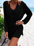 Openwork Tie Neck Cover-Up - Trendsi - Flyclothing LLC