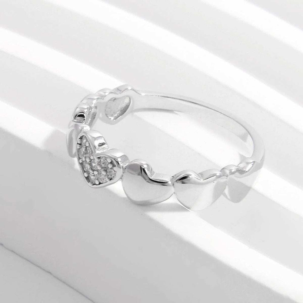 925 Sterling Silver Inlaid Zircon Heart Ring - Trendsi - Flyclothing LLC