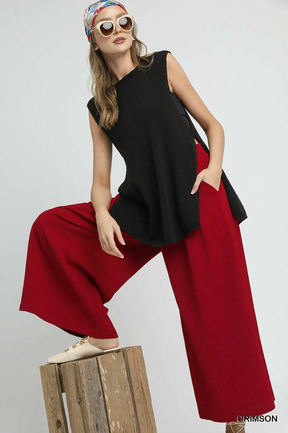 Umgee Elastic Waist Wide Leg Pants - Trendsi - Flyclothing LLC