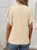 Round Neck Flutter Sleeve T-Shirt - Trendsi - Flyclothing LLC