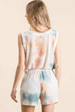BiBi Tie Dye Textured Knit Top and Shorts Set - Trendsi - Flyclothing LLC